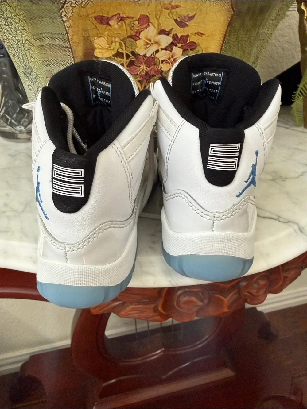 Jordan Kids White and Light Blue High-Top Sneakers